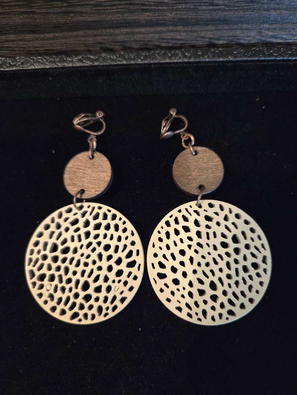 Gold Filigree Double-Drop Dangle Clip Earrings